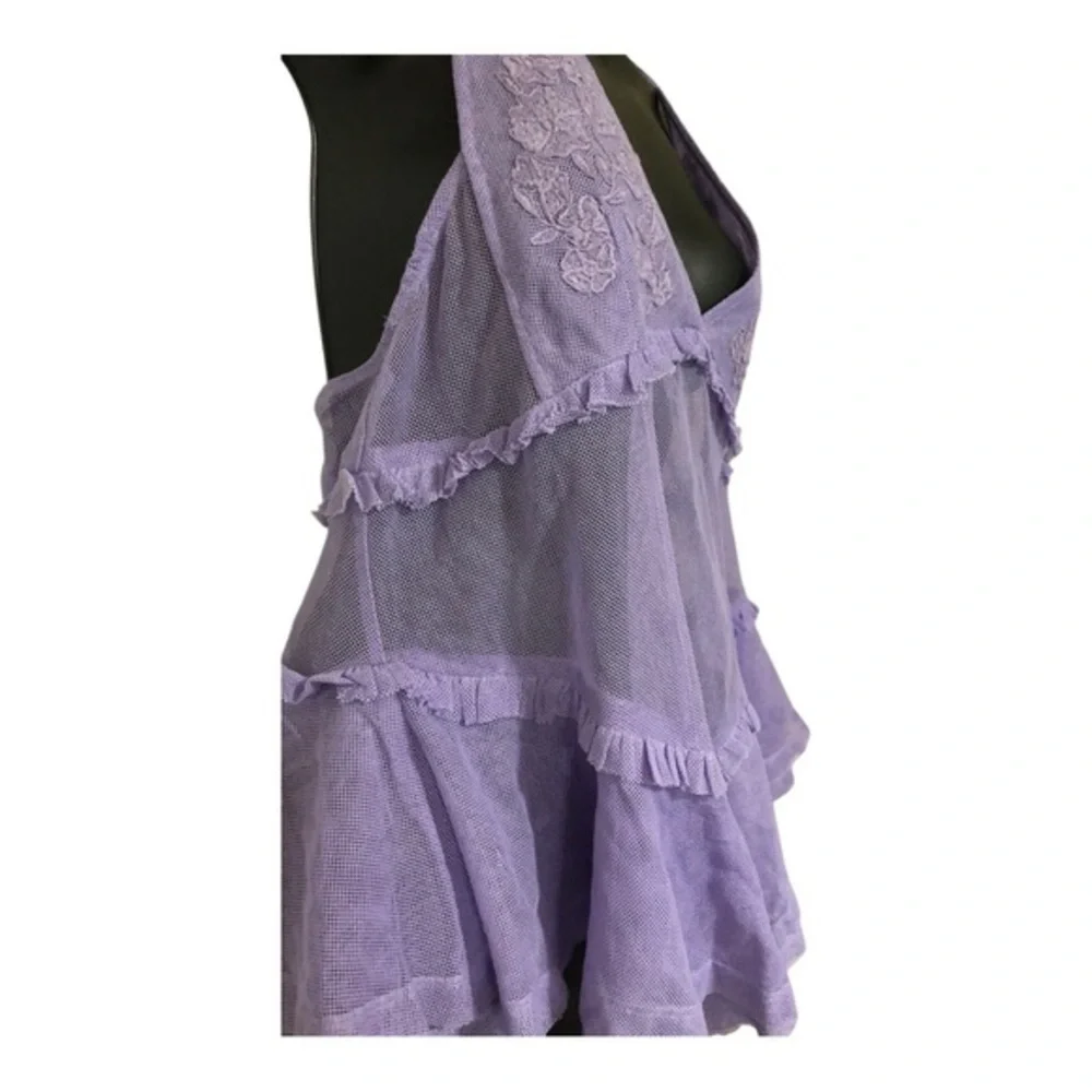 Free People intimately free purple lace mesh embroidered halter dress size Small - Picture 6 of 15